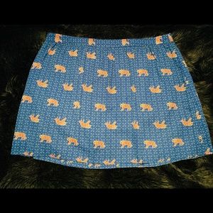 J crew tiger skirt plus size blue zip super cute
